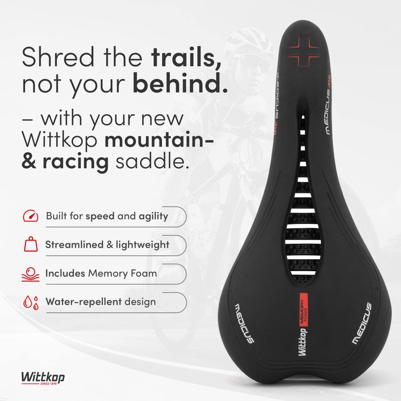 Wittkop مقعد دراجة جبلية ويتكوب مصنوع من رغوة الذاكرة المريحة | سرج MTB مع مفهوم بيئي مبتكر 5 مناطق - مقعد دراجة للطريق BMX و MTB - Image 2